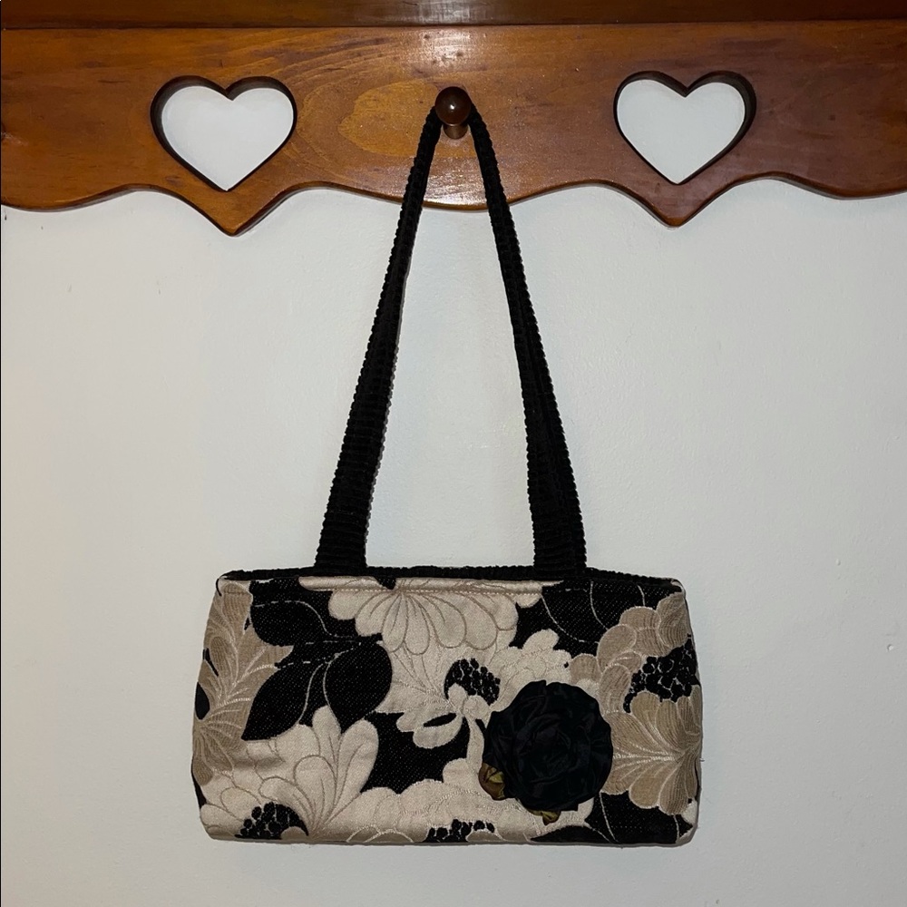 Floral bag/purse with a rose pin